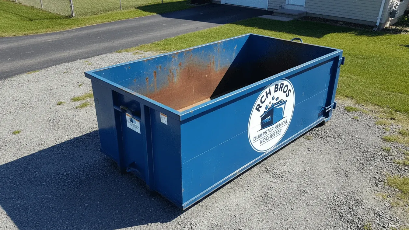 Heavy debris container loaded with concrete and masonry in Rochester, New York Heavy debris container loaded with concrete and masonry in Rochester, New York